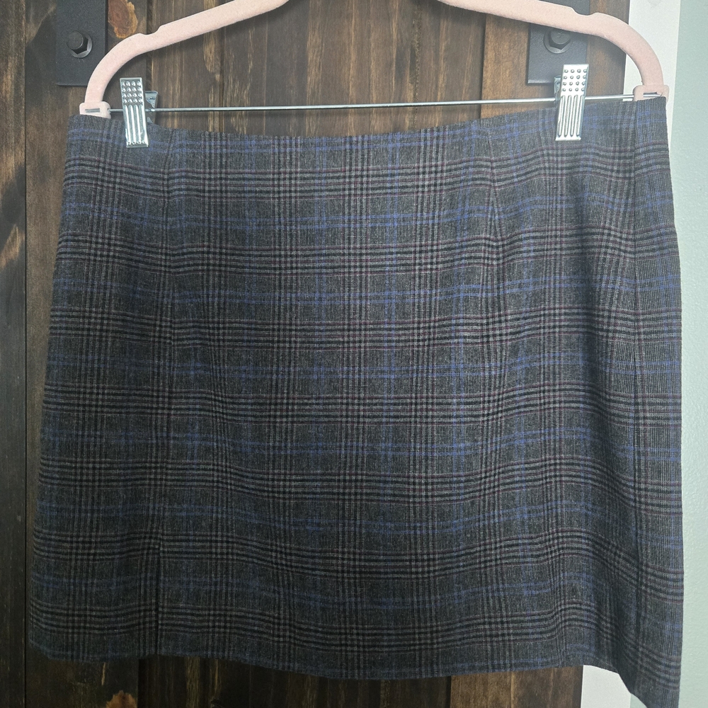 Madewell Plaid Skirt in Blue and Gray